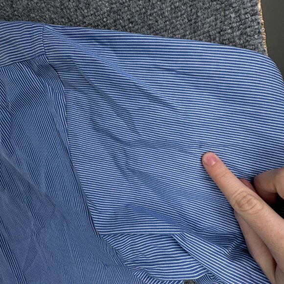 VTG Brooks Brothers 17 33 Striped Blue Button Up Shirt Long Sleeve Men Cotton - Picture 16 of 16